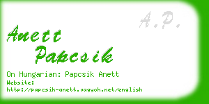 anett papcsik business card